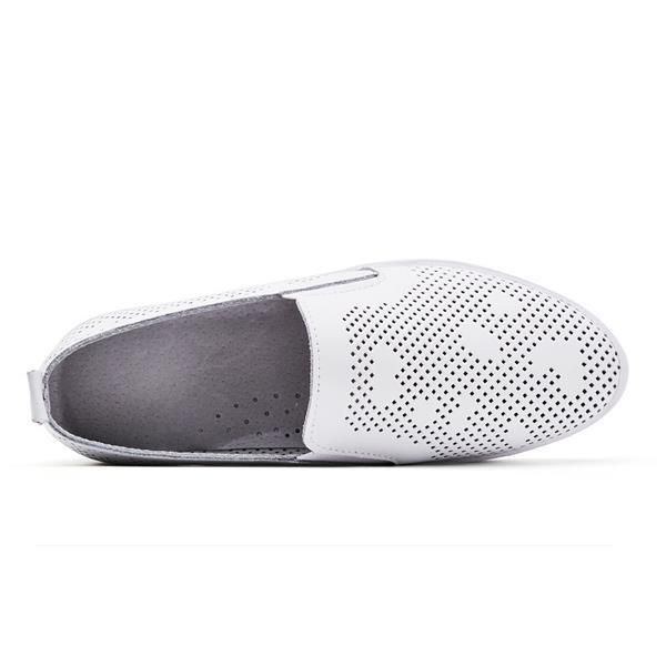 Dam Casual Andningsbara Loafers Ihåliga Slip-on Platta Skor Med Mjuk Sula