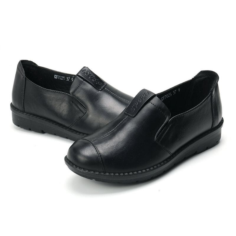 Dam Casual Bekväm Mjuk Sula Slip On Leather Loafers