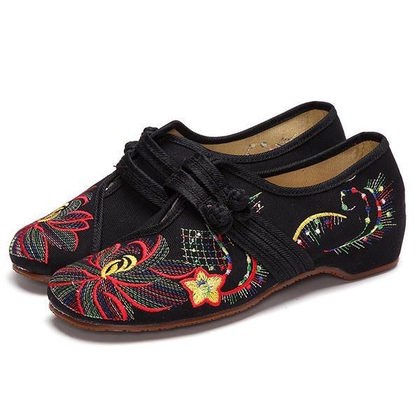 Dam Casual Broderi Blommor Slip On Outdoor Platta Skor