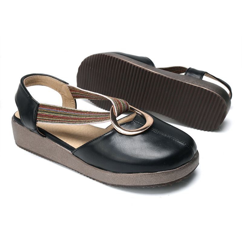 Dam Casual Elastiskt Band Metal Hole Flats