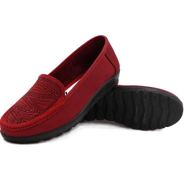 Dam Casual Flat Slip On Mjuka Skor I Mocka