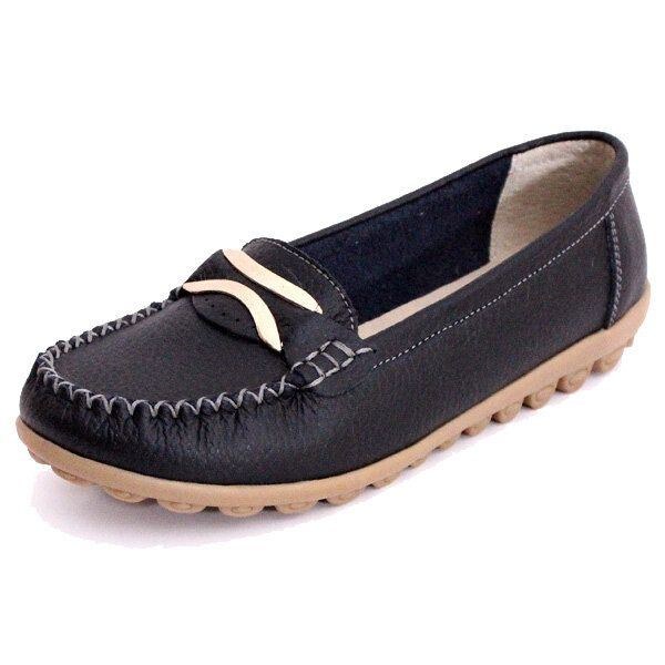 Dam Casual Höst Flats Rund Toe Skor Mjuk Botten Flat Loafers