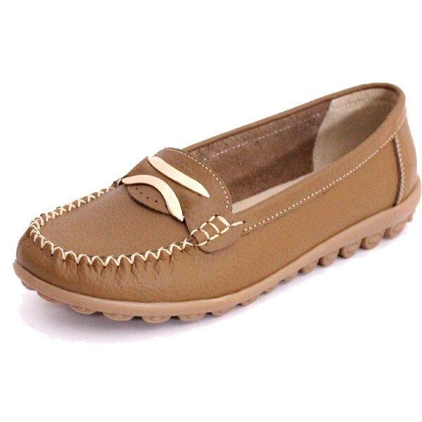 Dam Casual Höst Flats Rund Toe Skor Mjuk Botten Flat Loafers