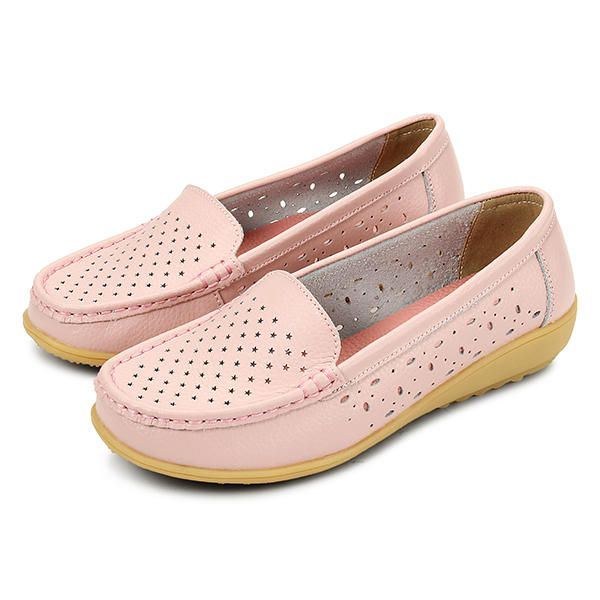 Dam Casual Hollow Out Mjuk Bekväm Sommar Slip On Outdoor Flats Loafer Skor