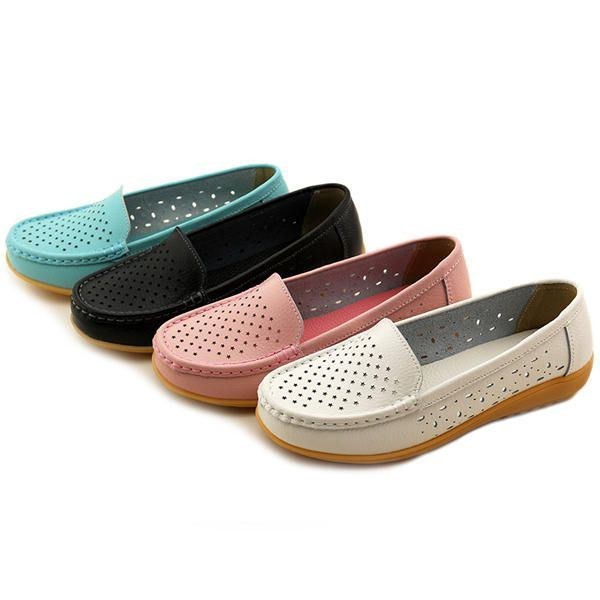 Dam Casual Hollow Out Mjuk Bekväm Sommar Slip On Outdoor Flats Loafer Skor