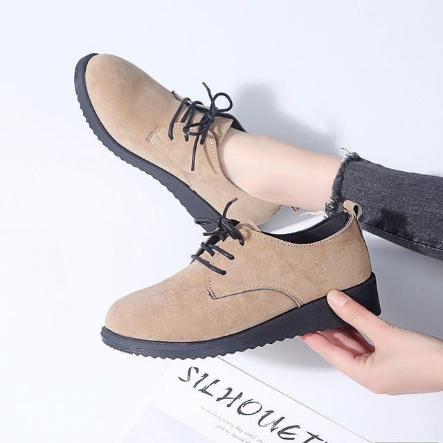 Dam Casual Pure Color Lace Up Flats