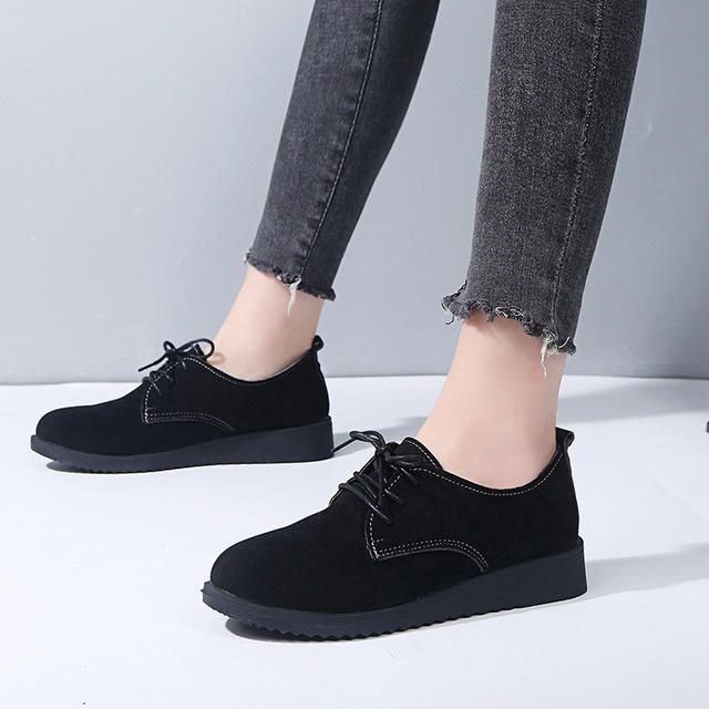 Dam Casual Pure Color Lace Up Flats