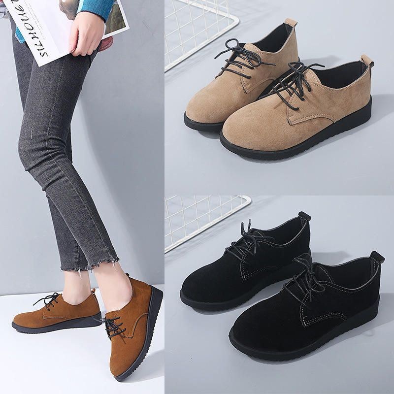 Dam Casual Pure Color Lace Up Flats