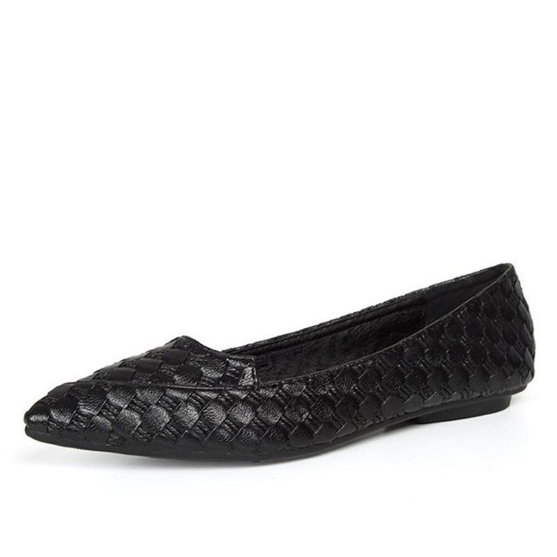 Dam Casual Solid Woven Flat Shoes Med Spetsig Tå