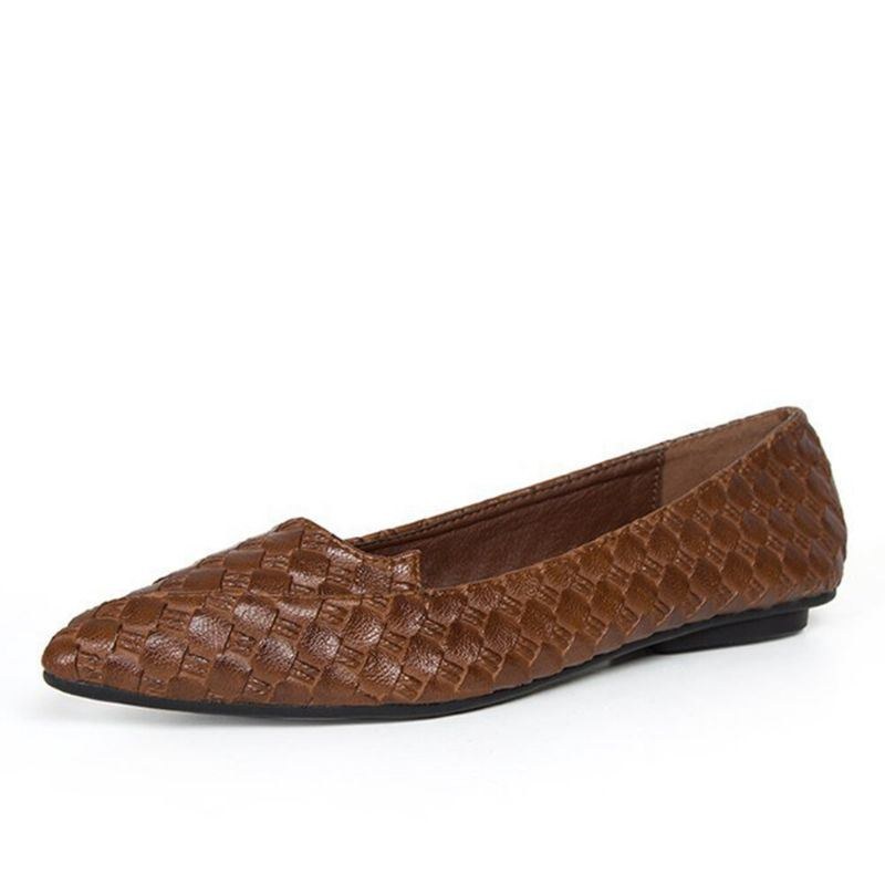 Dam Casual Solid Woven Flat Shoes Med Spetsig Tå