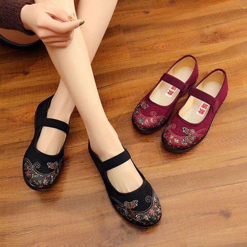 Dam Comfy Non-slip Elastiskt Band Mary Jane Flat Loafers