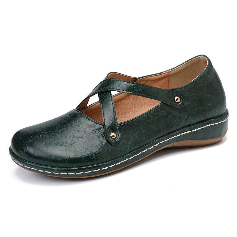 Dam Cross Strap Enfärgad Casual Comfy Flats