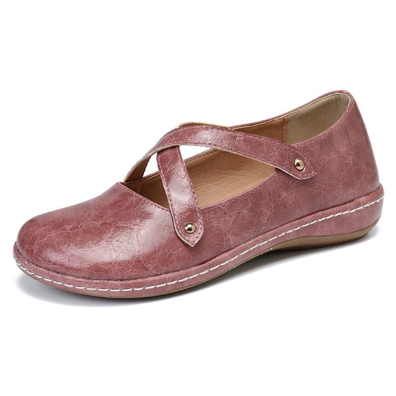 Dam Cross Strap Enfärgad Casual Comfy Flats