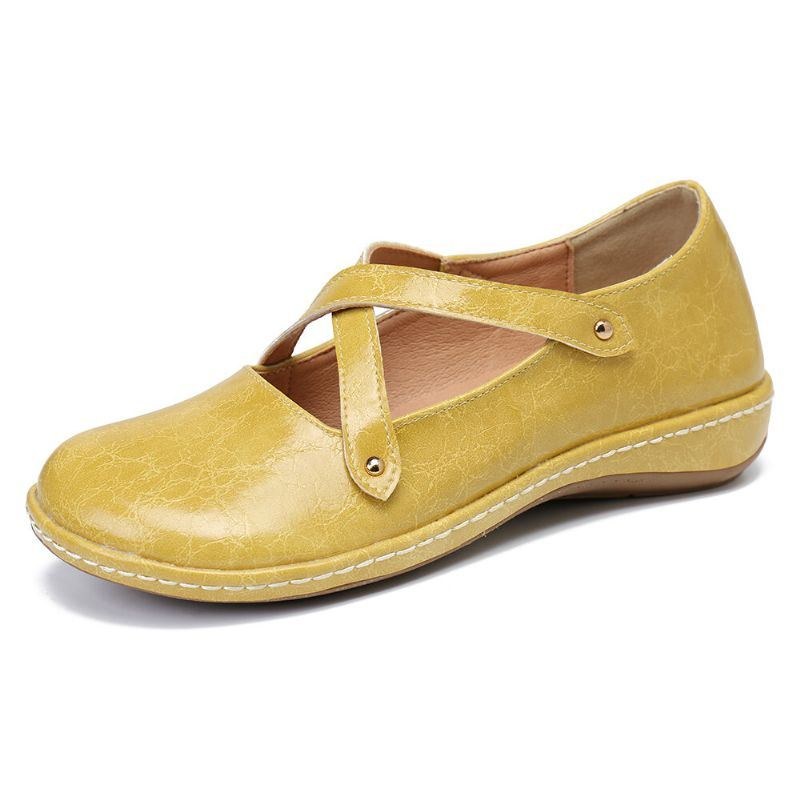 Dam Cross Strap Enfärgad Casual Comfy Flats