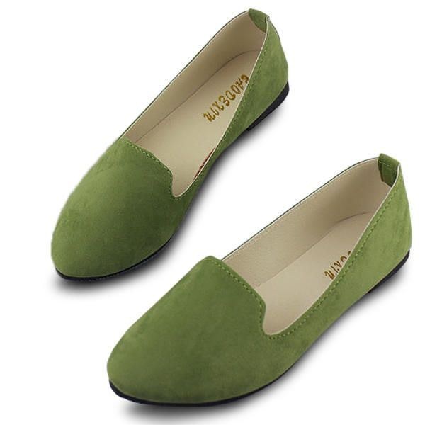 Dam Flats Bekväma Casual Slip On Spetsad Tå Mocka Flat Loafers Skor