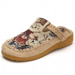 Dam Flats Cartoon Lin Outdoor Broderi Tofflor