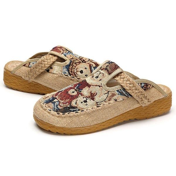 Dam Flats Cartoon Lin Outdoor Broderi Tofflor