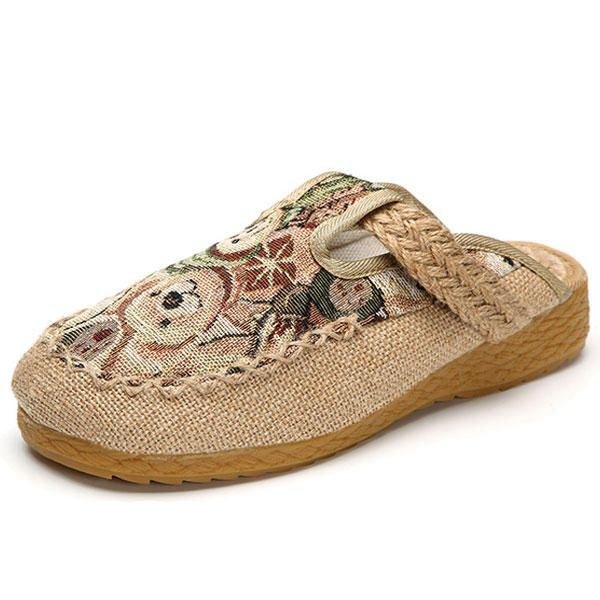 Dam Flats Cartoon Lin Outdoor Broderi Tofflor