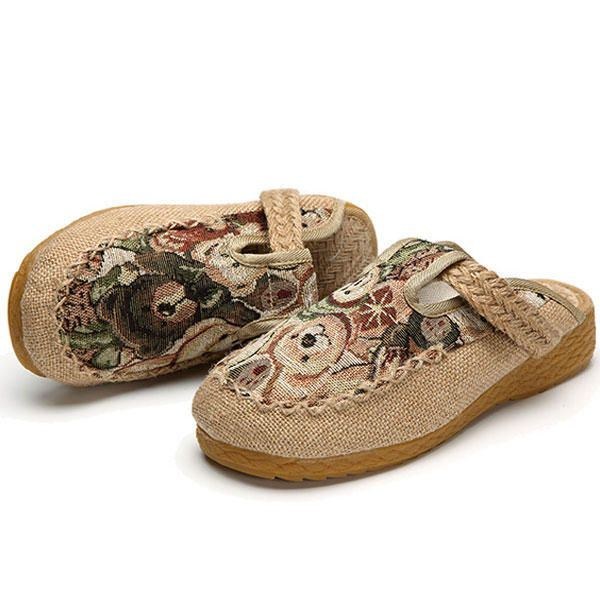 Dam Flats Cartoon Lin Outdoor Broderi Tofflor