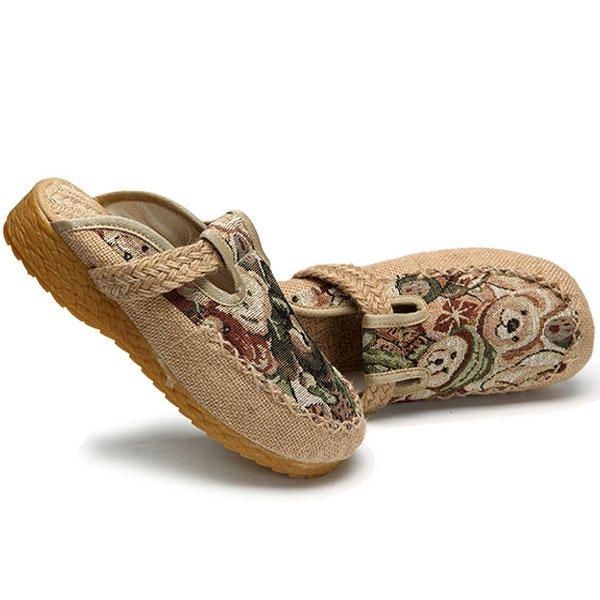 Dam Flats Cartoon Lin Outdoor Broderi Tofflor