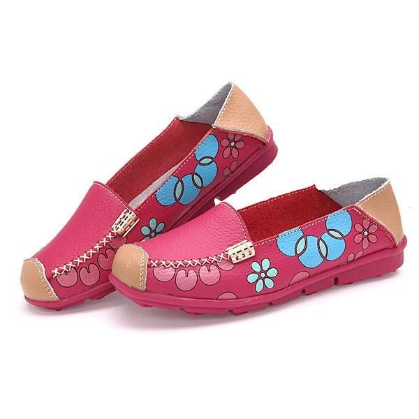 Dam Flats Skor Bekväma Andas Slip On Flower Flower Flat Loafers Skor