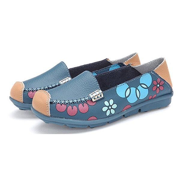 Dam Flats Skor Bekväma Andas Slip On Flower Flower Flat Loafers Skor