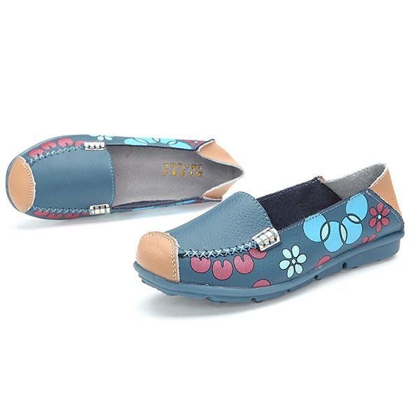 Dam Flats Skor Bekväma Andas Slip On Flower Flower Flat Loafers Skor