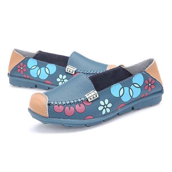 Dam Flats Skor Bekväma Andas Slip On Flower Flower Flat Loafers Skor