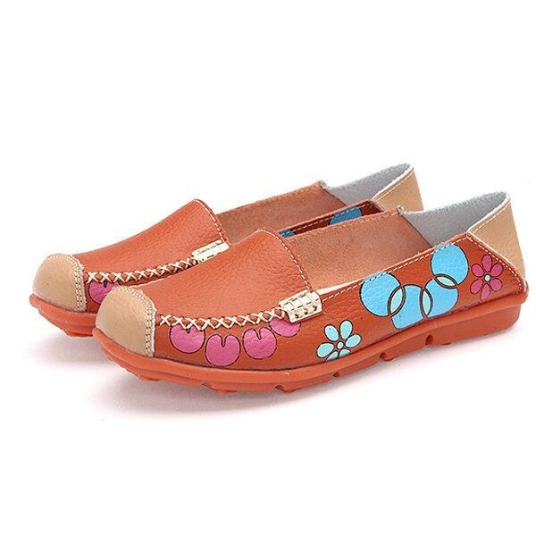 Dam Flats Skor Bekväma Andas Slip On Flower Flower Flat Loafers Skor