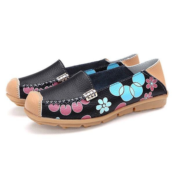 Dam Flats Skor Bekväma Andas Slip On Flower Flower Flat Loafers Skor