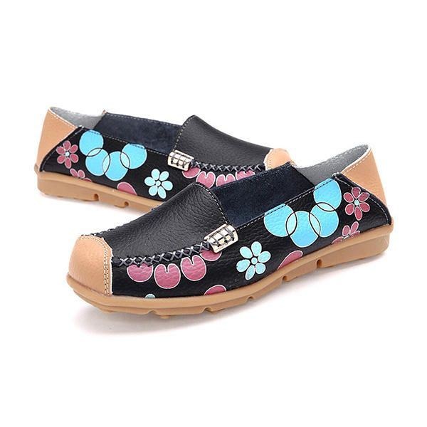 Dam Flats Skor Bekväma Andas Slip On Flower Flower Flat Loafers Skor