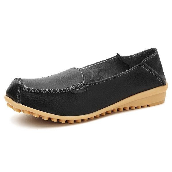 Dam Flats Skor Bekväma Casual Slip On Round Toe Mjuka Flat Loafers Skor