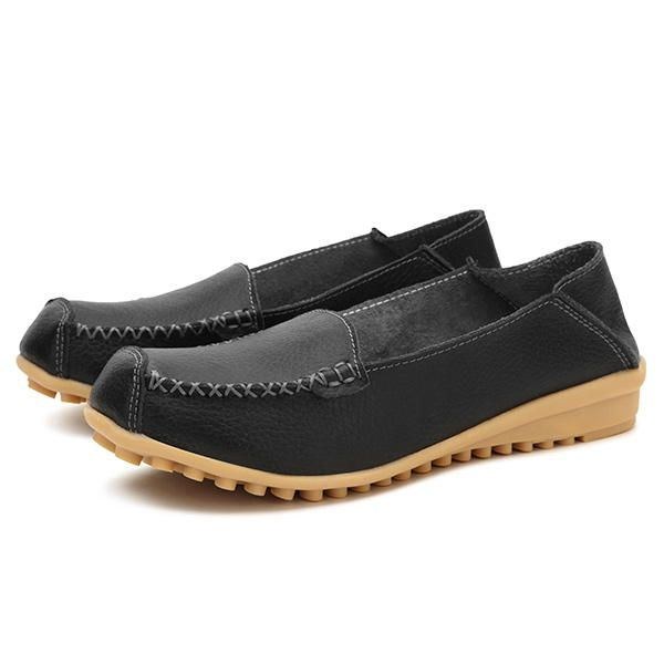 Dam Flats Skor Bekväma Casual Slip On Round Toe Mjuka Flat Loafers Skor