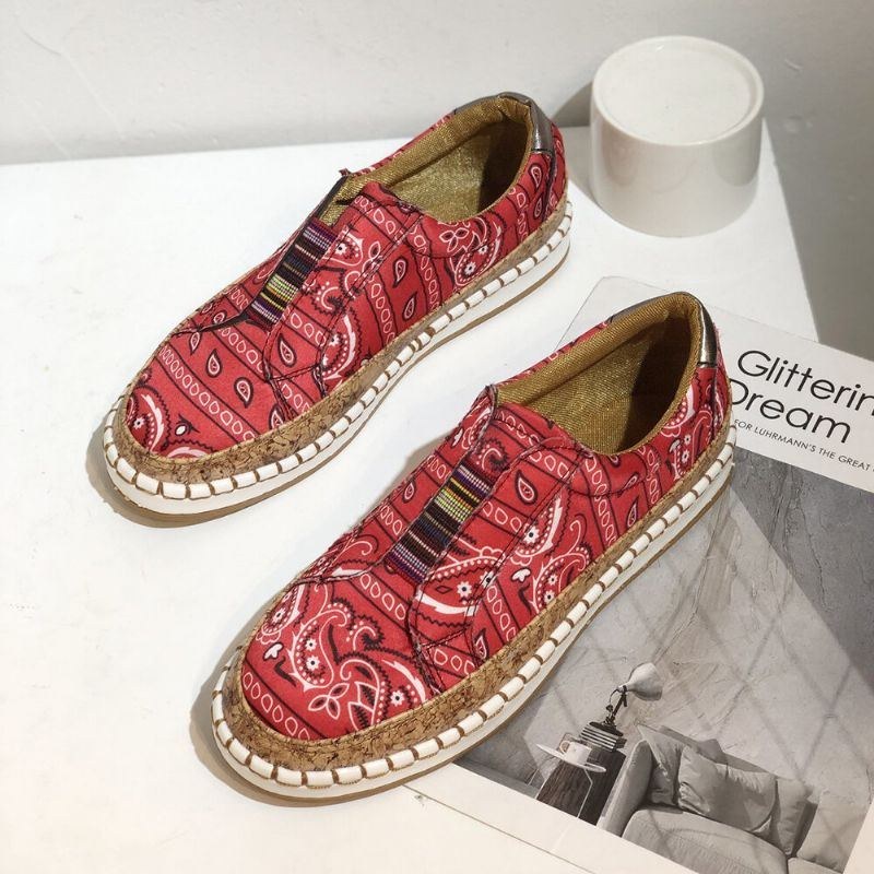 Dam Folkways Printing Comfy Slip On Casual Flat Shoes