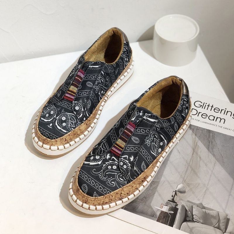 Dam Folkways Printing Comfy Slip On Casual Flat Shoes