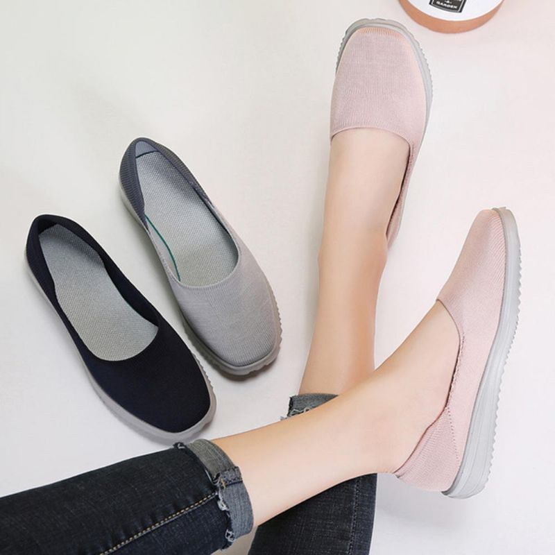 Dam Fritidsskor Andas Mesh Slip On Cloth Flats