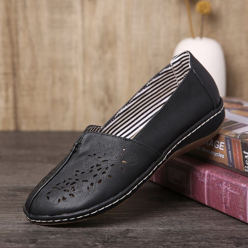 Dam Hand Stricing Hollow Comfy Retro Casual Slip On Flats