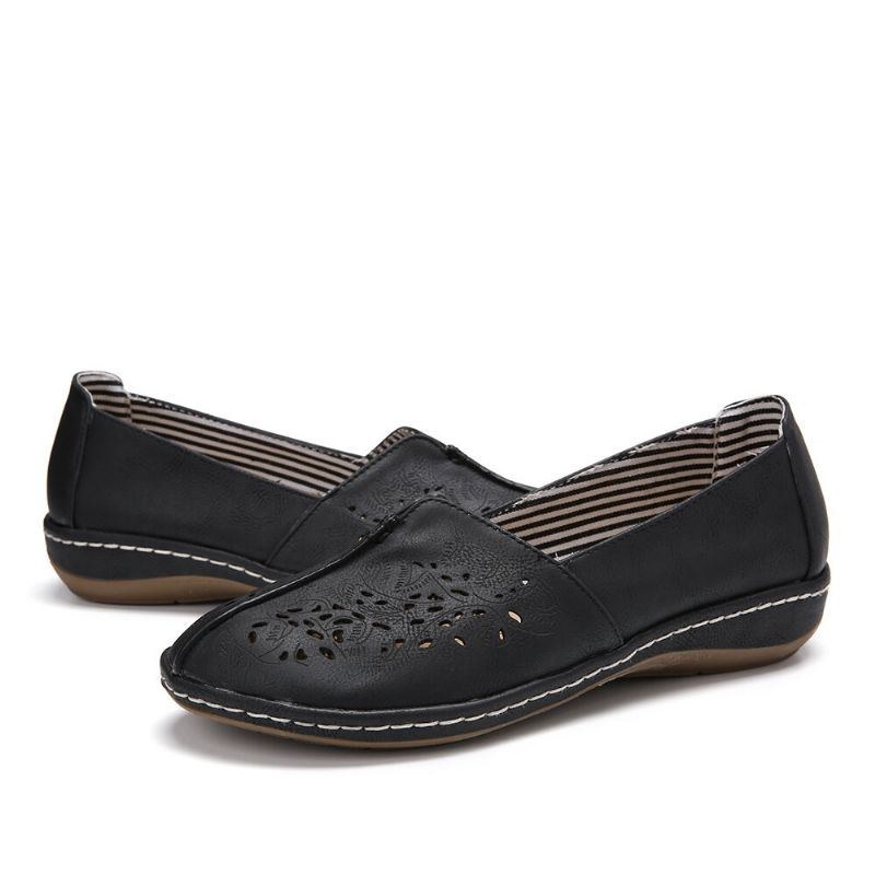 Dam Hand Stricing Hollow Comfy Retro Casual Slip On Flats