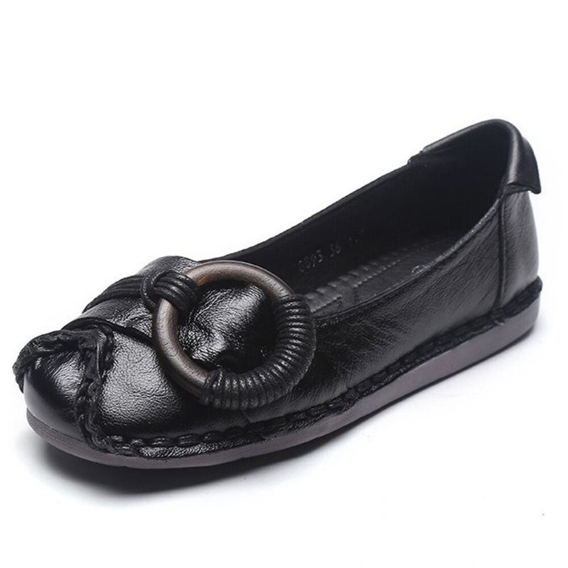 Dam Handgjorda Strikt Dekor Bekväm Mjuk Sula Casual Leather Loafers