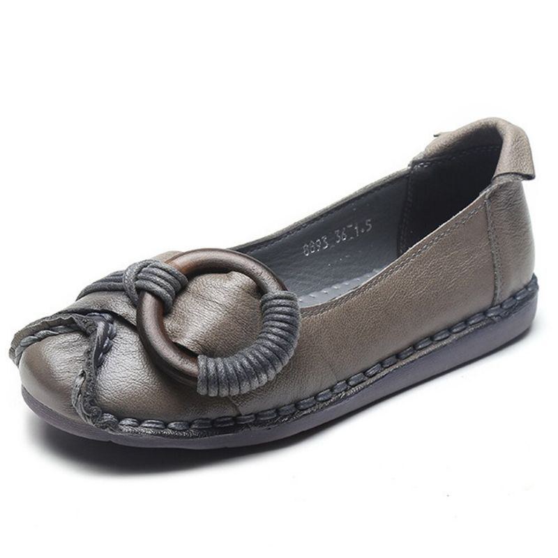 Dam Handgjorda Strikt Dekor Bekväm Mjuk Sula Casual Leather Loafers