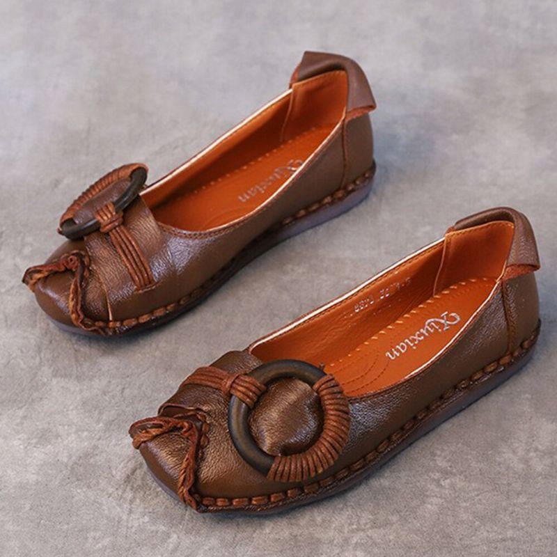 Dam Handgjorda Strikt Dekor Bekväm Mjuk Sula Casual Leather Loafers