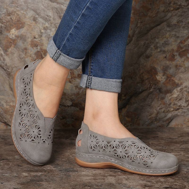 Dam Ihåligt Halkbeständigt Bekvämt Elastiskt Band Slip On Casual Flats