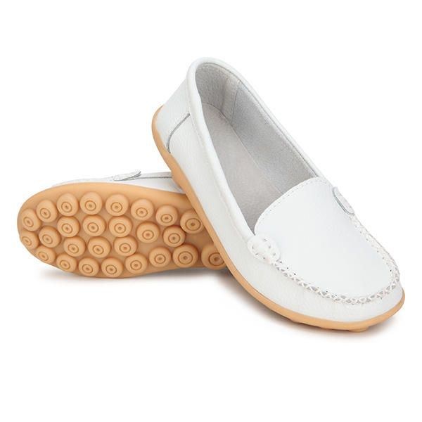 Dam Läder Slip-on Anti Skid Balett Flats Casual Skor