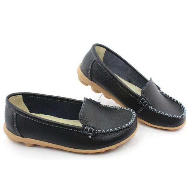 Dam Läder Slip-on Anti Skid Balett Flats Casual Skor