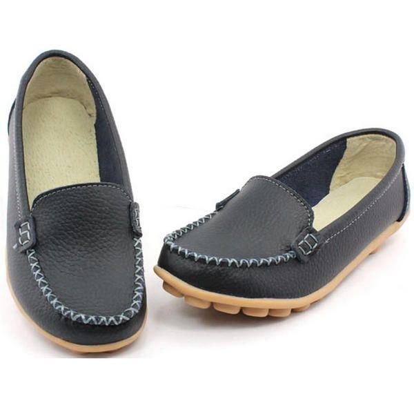 Dam Läder Slip-on Anti Skid Balett Flats Casual Skor