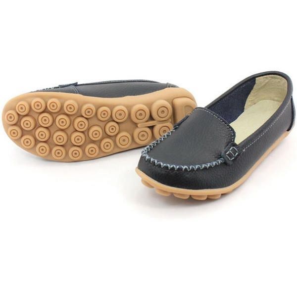 Dam Läder Slip-on Anti Skid Balett Flats Casual Skor