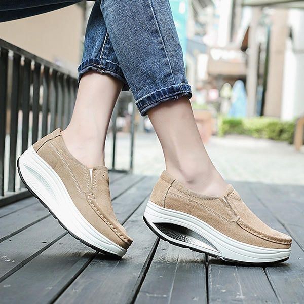 Dam Leather Rocker Sole Casual Loafers