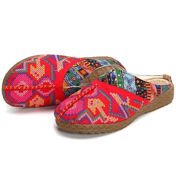 Dam Lin Casual Outdoor Broderi Flat Slipper Shoes