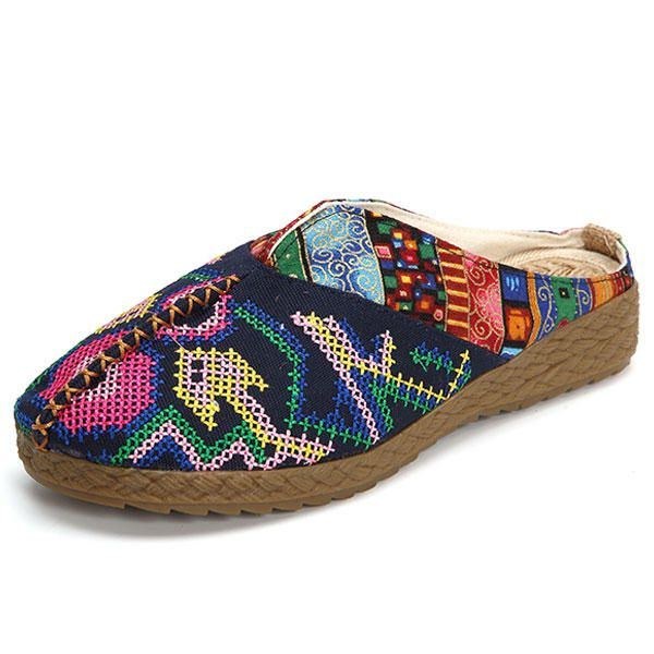 Dam Lin Casual Outdoor Broderi Flat Slipper Shoes