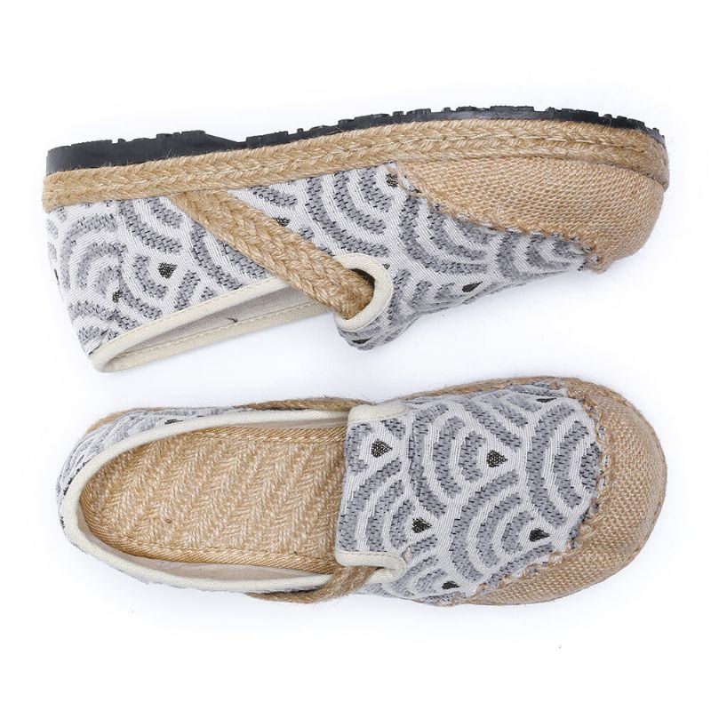 Dam Linne Bekväm Bärbar Rund Tå Casual Espadrille Flat Loafers